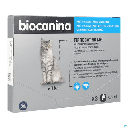 Fiprocat 50mg Spot-On Chats 3 Pipettes