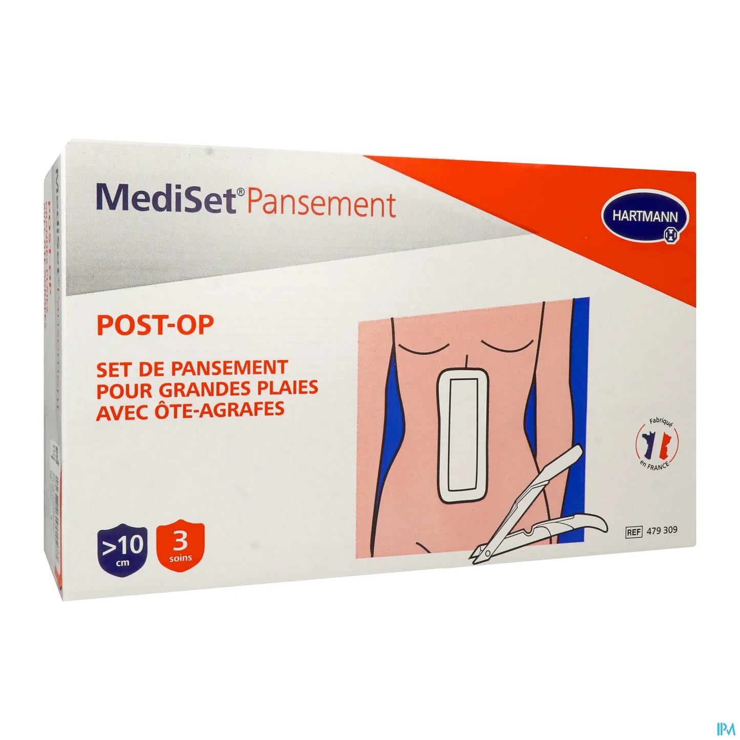 Paul Hartmann Mediset Pansement Post-Op Grandes Plaies Avec Ôte-Agrafes B/3
