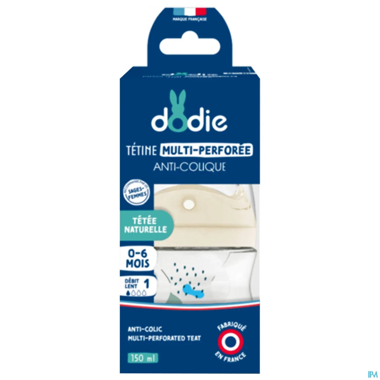 Biberon con tettarella multiforata anticolica 0-6 mesi blu 150 ml