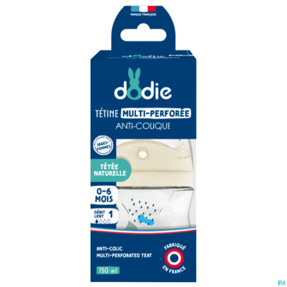 Biberon con tettarella multiforata anticolica 0-6 mesi blu 150 ml