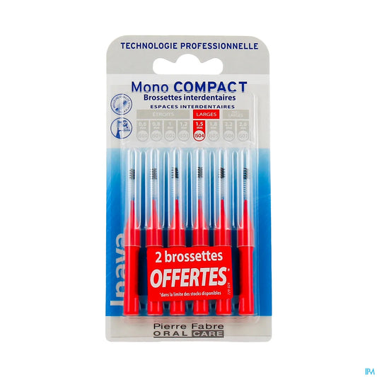 Pierre Fabre Oral Care INAVA Brossettes Interdentaires Mono Compact 1.5mm Rouge 6pcs