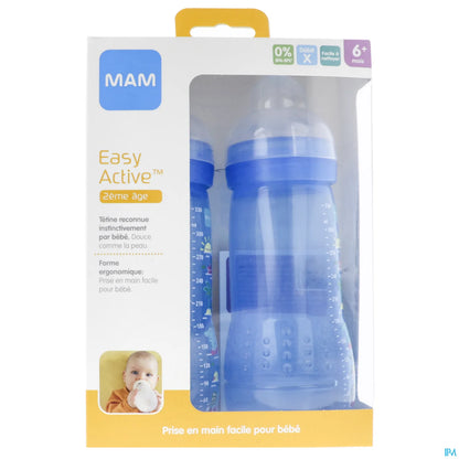 Biberon Easy Active 330 ml 6 Mois Bleu Lot de 2