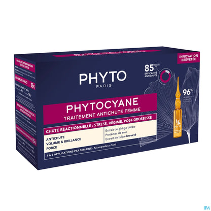 PhytoCyane Traitement Anti-Chute Reactionnel Femme 12 Ampoules 5ml