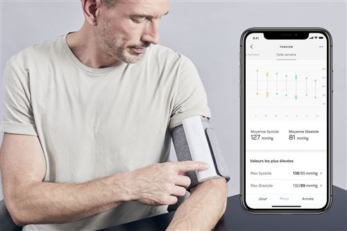 BPM Connect Moniteur Intelligent de Pression Artérielle Wi-Fi Blanc Gris