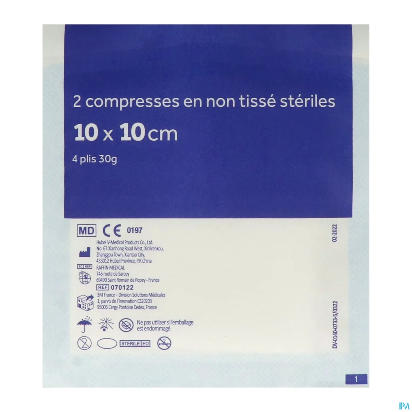Compressa sterile in tessuto non tessuto 10x10 cm Sacchetti 2 unità x10