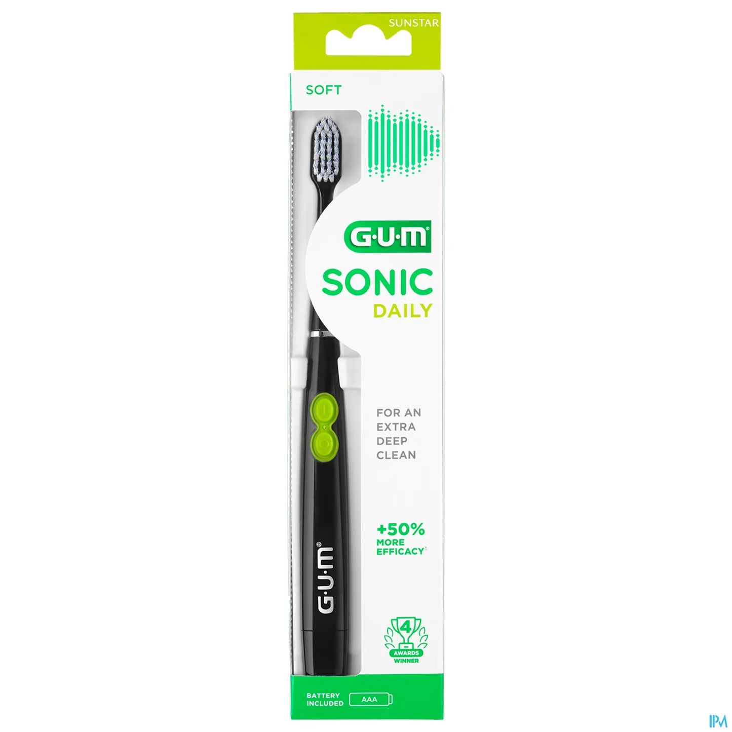 G.U.M Sonic Daily Brosse à Dents Électrique Noire à Piles 4100