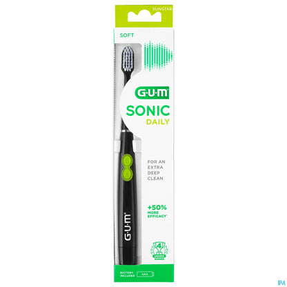 G.U.M Sonic Daily Brosse à Dents Électrique Noire à Piles 4100