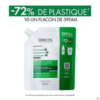 Dercos Anti-Pelliculaire Shampooing Traitant Eco-Recharge Cheveux Gras 400ml