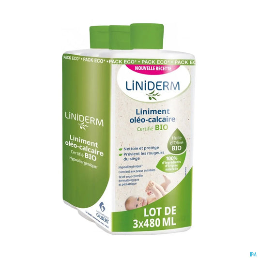 Linimento oleo-calcareo biologico certificato Gilbert Liniderm 3x480ml