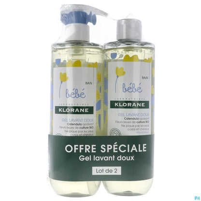 Bébé Gel Lavant Doux Avec Calendula Apaisant 2x500ml