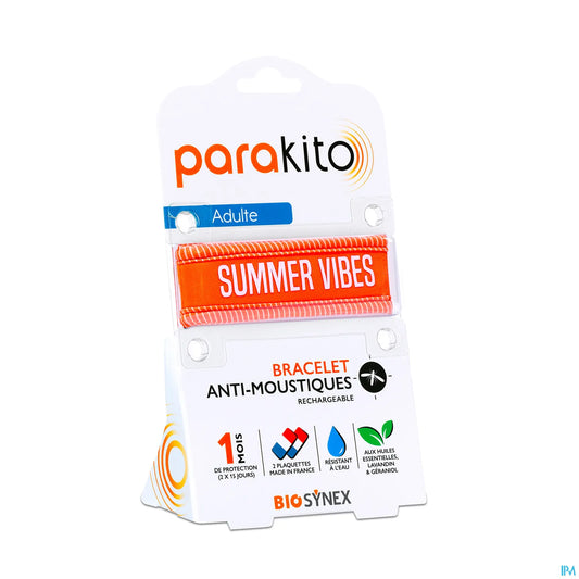 Braccialetto antizanzare ricaricabile Summer Vibes Orange per adulti