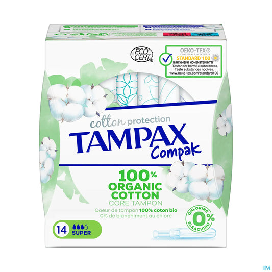 Compak Cotton Protection Super 100% Coton Bio 14 Tampons