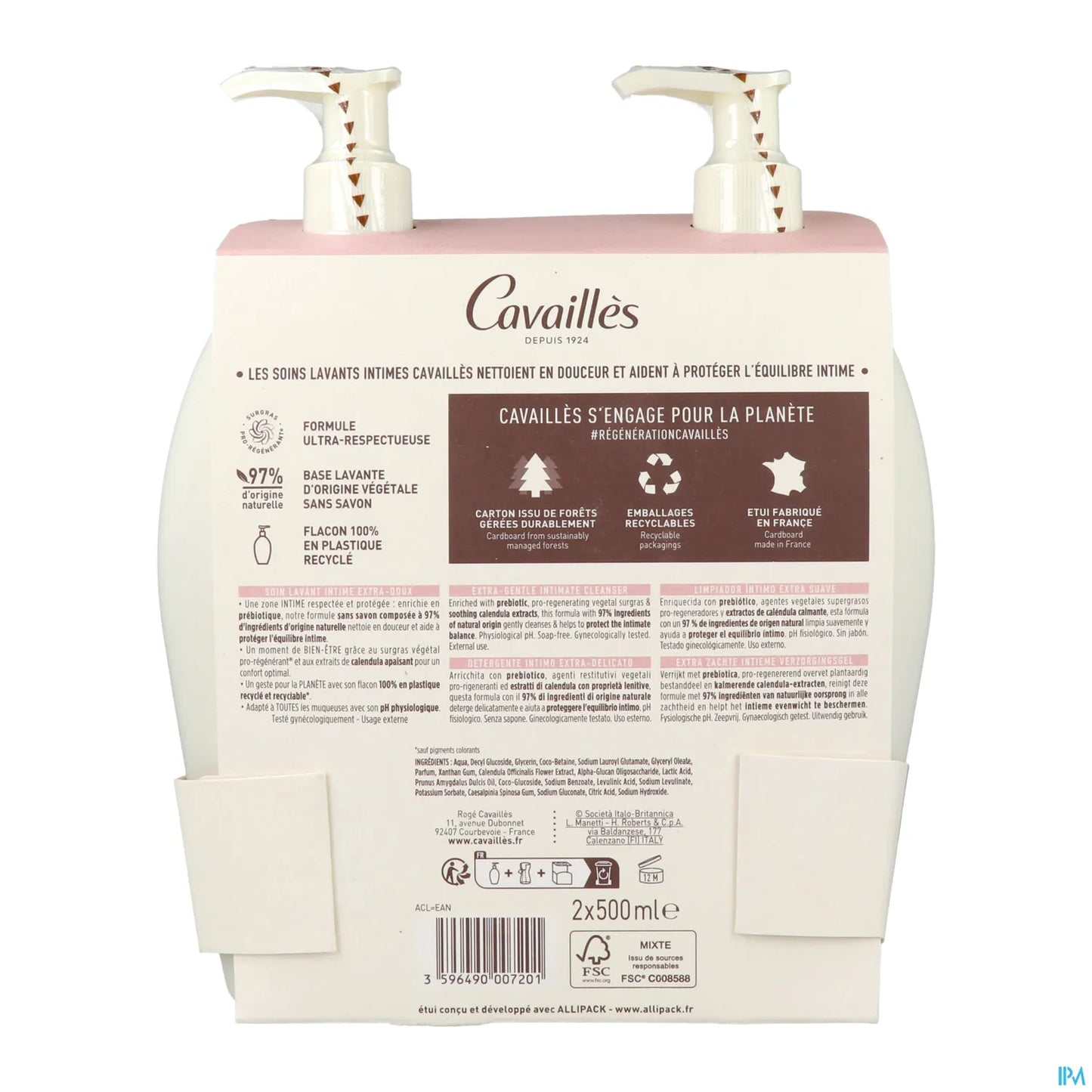 Rogé Cavaillès Extra-Gentle Intimate Cleansing Care Pack of 2 x 500 ml