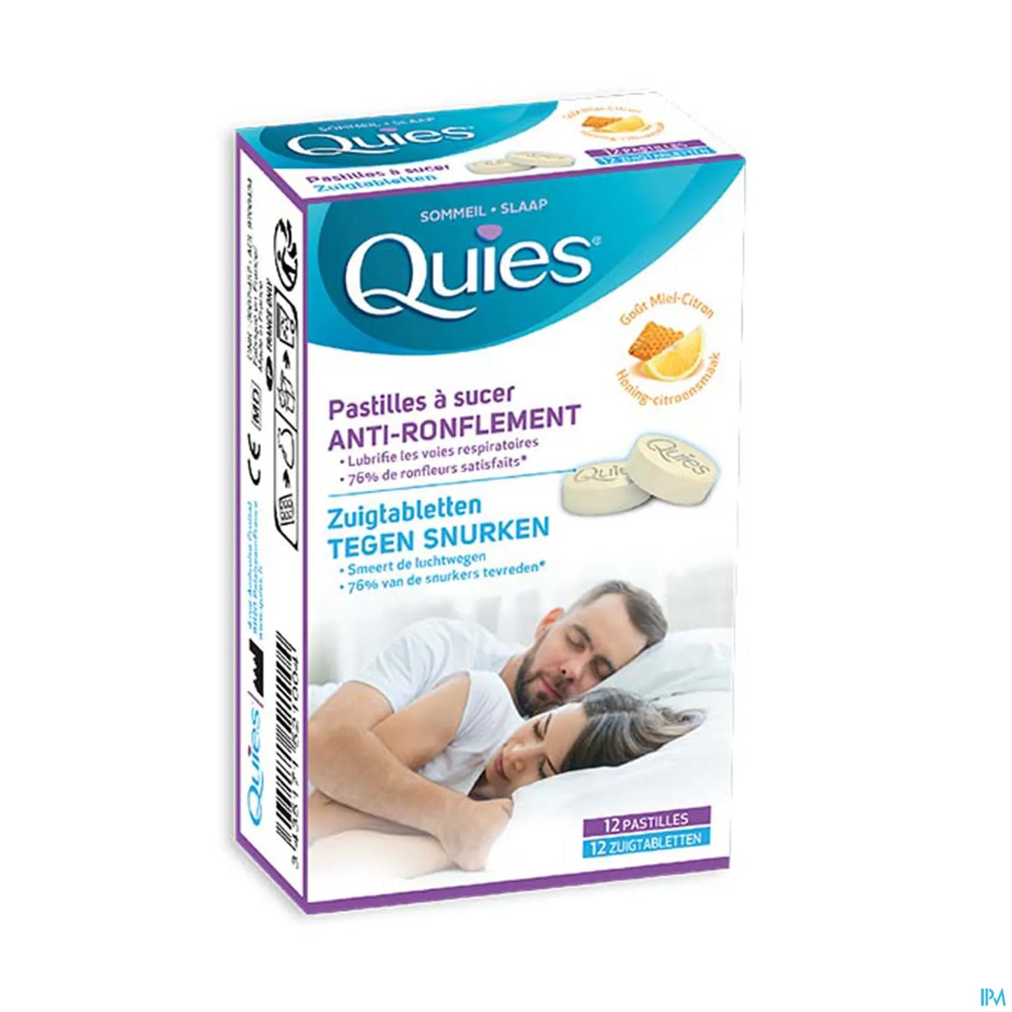 Anti Ronflement 12 Pastilles Miel Citron