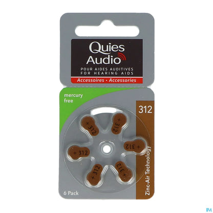 Audio Zinc Air Hearing Batteries 312 x6