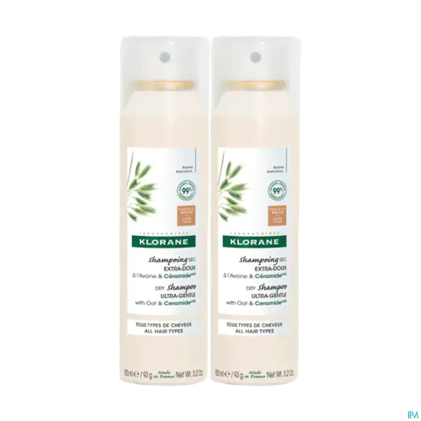 Shampoo secco al latte d'avena per capelli castani e castano chiaro 2x150ml