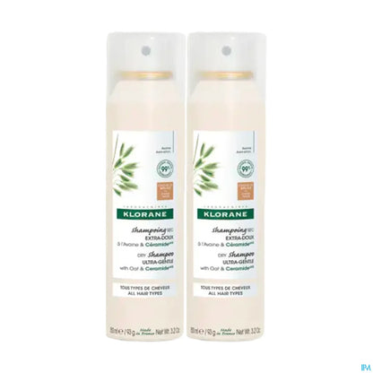 Shampoo secco al latte d'avena per capelli castani e castano chiaro 2x150ml