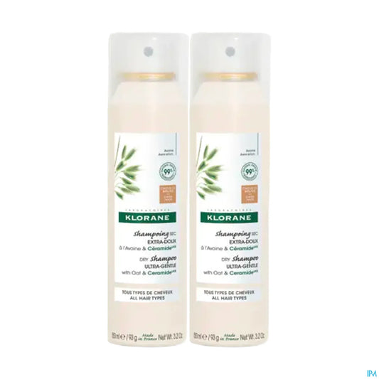 Klorane Shampoing Sec Teinté à l'Avoine et Céramide Spray 2 x 150 mL