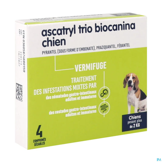 Biocanina Ascatryl Trio Chien boite de 4 comprimés