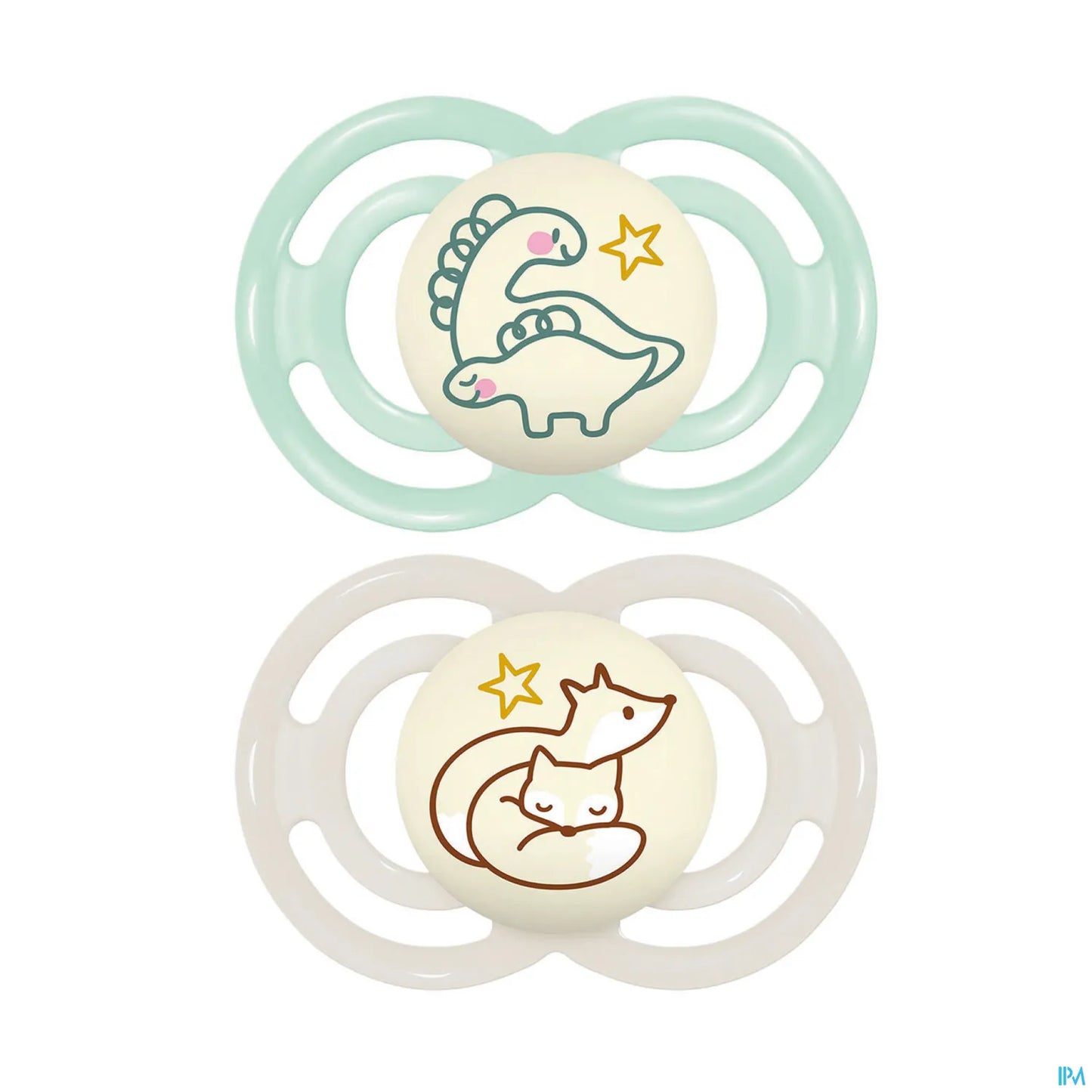 Set of 2 Phosphorescent Pacifiers Perfect Night 18 Months Silicone
