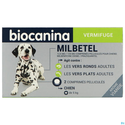 Milbetel Vermifuge Pour Chiens 12.5 mg/125 mg 2 Comprimés