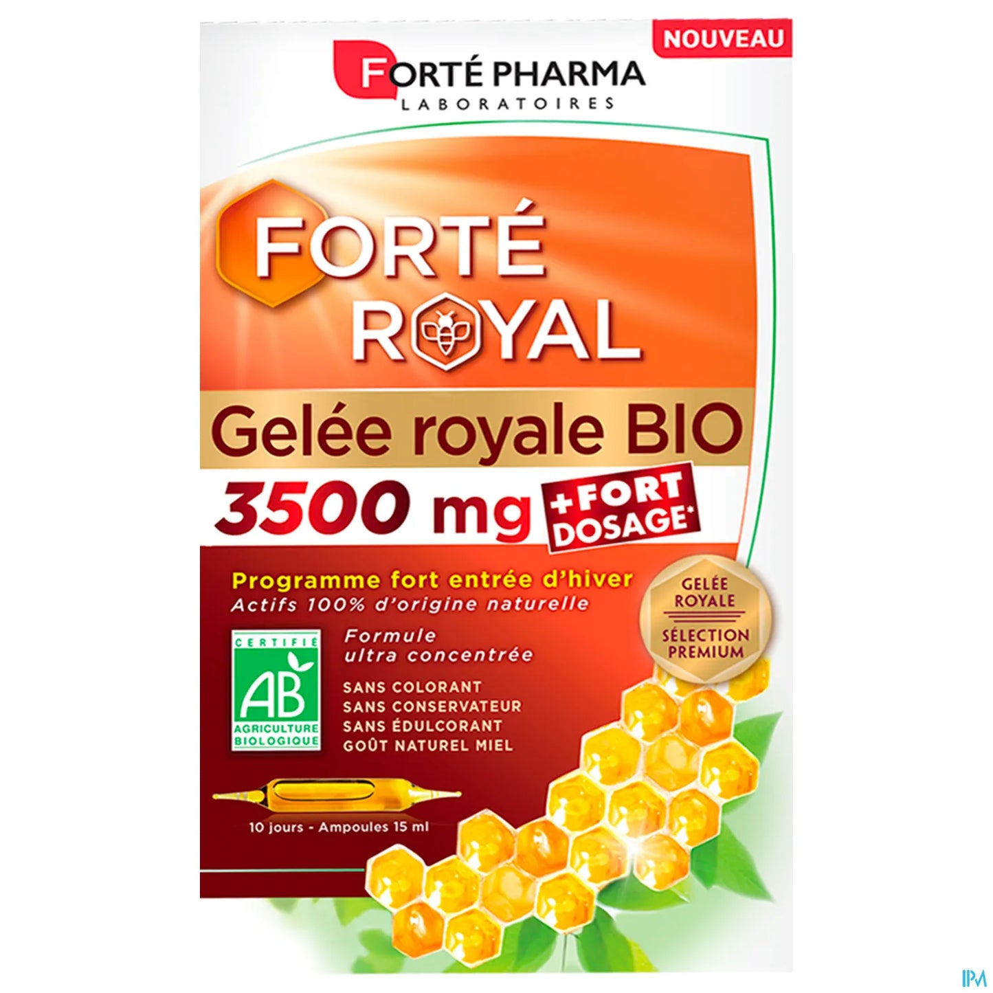 Forté Royal Gelée Royale 3500 mg Bio 10 Ampoules 15 ml
