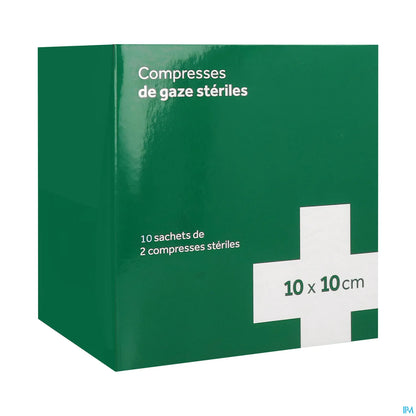 Compresse De Gaze Stérile 10 Cm X 10 Cm Sachet 2 X 10