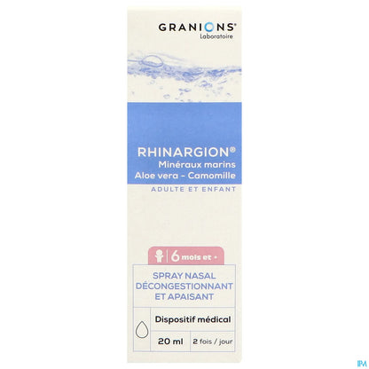 Granions Rhinargion Decongestant and Soothing Nasal Spray 20ml