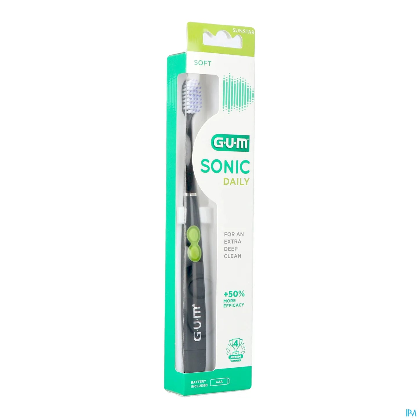 G.U.M Sonic Daily Brosse à Dents Électrique Noire à Piles 4100