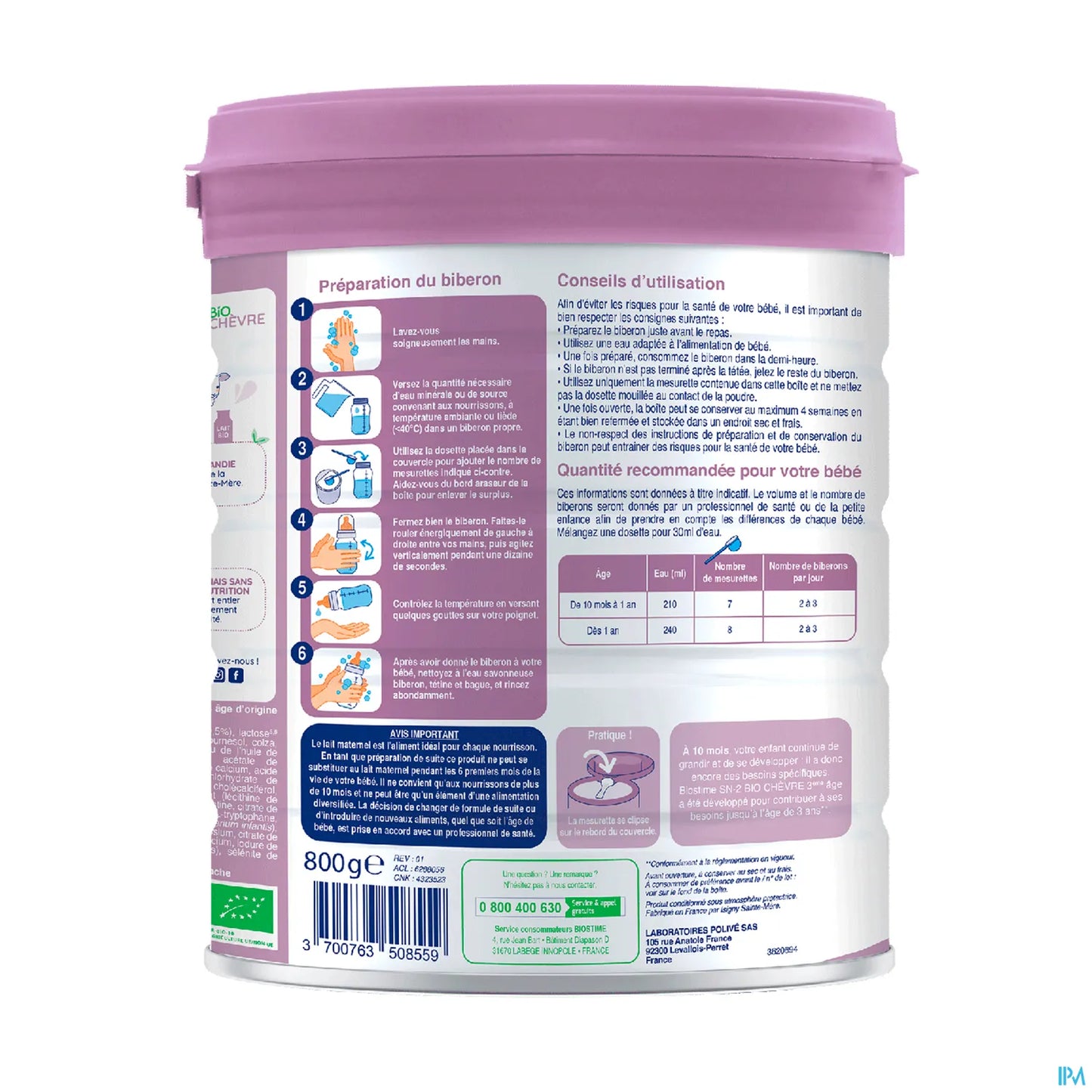 SN-2 Bio Chèvre 3ème Âge 800g