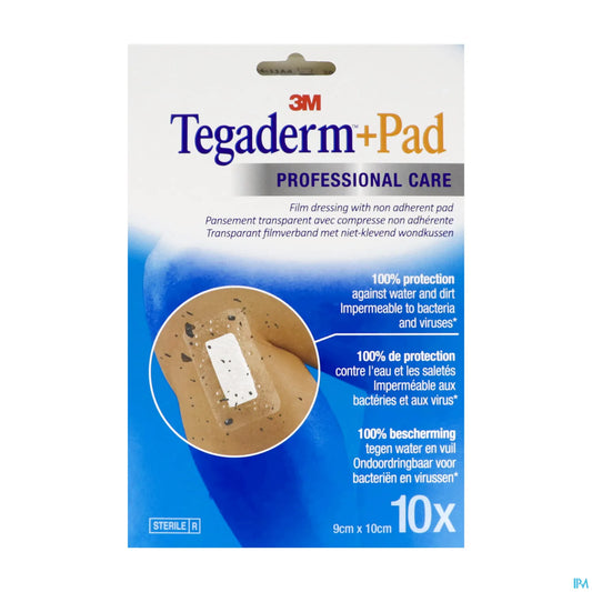 Tegaderm + Pad Pansement Adhésif Stérile 9 x 10 cm Boîte de 10.