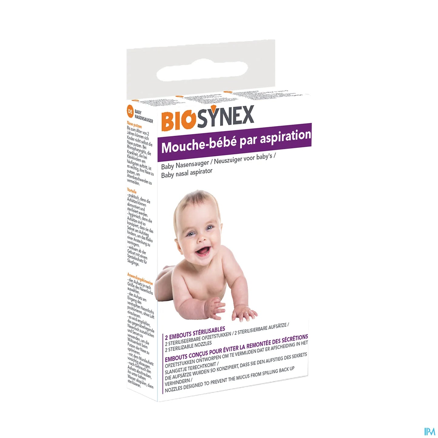 Aspiratore nasale manuale per neonati con 2 punte sterilizzabili