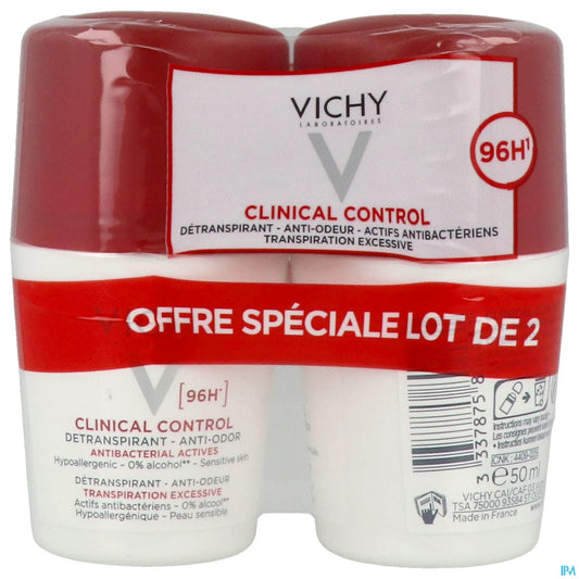 Deodorante roll-on antitraspirante antiodore Clinical Control 96H 2x50ml