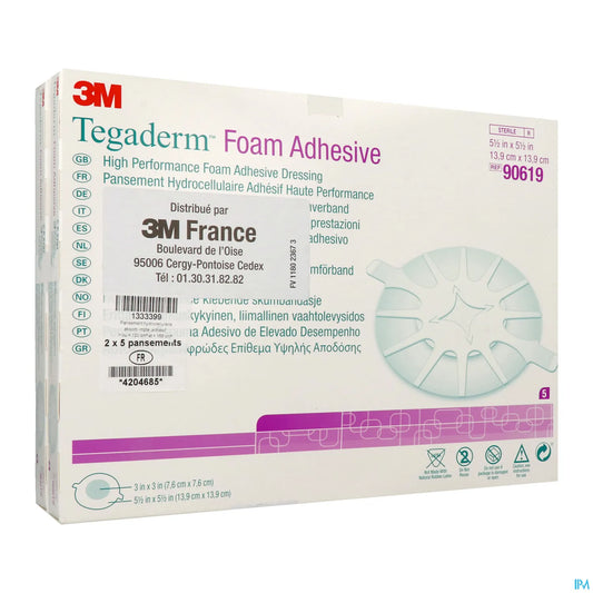 Pansement Hydrocellulaire Tegaderm Foam Adhésif 13,97 x 13,97 cm - 10 unités