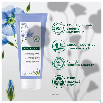 Balsamo con fibre di lino per volume e districazione per capelli fini e senza volume 200 ml