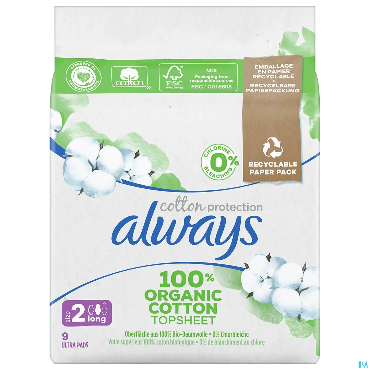 Cotton Protection Ultra Long With Wings 100% Organic Cotton