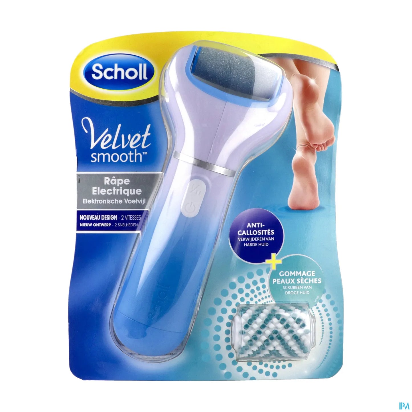 Velvet Smooth Express Pedi Râpe Électrique Bleue Avec Cristaux de Diamant