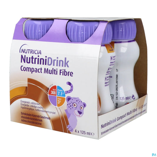 Gallia Nutrinidrink Compact Multi Fibres Chocolat Caramel 4 x 125 mL