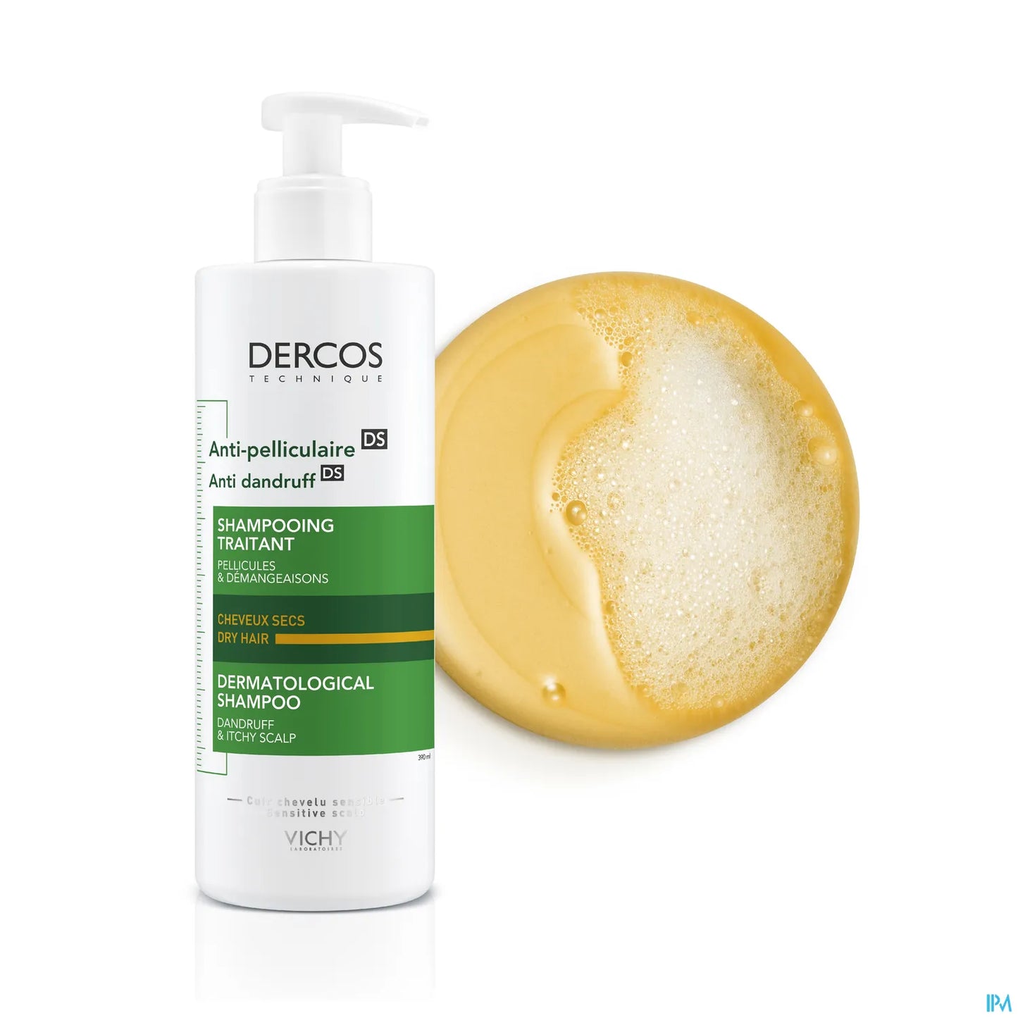 Dercos Anti-Pelliculaire DS Traitement Shampooing Cheveux Secs 390ml