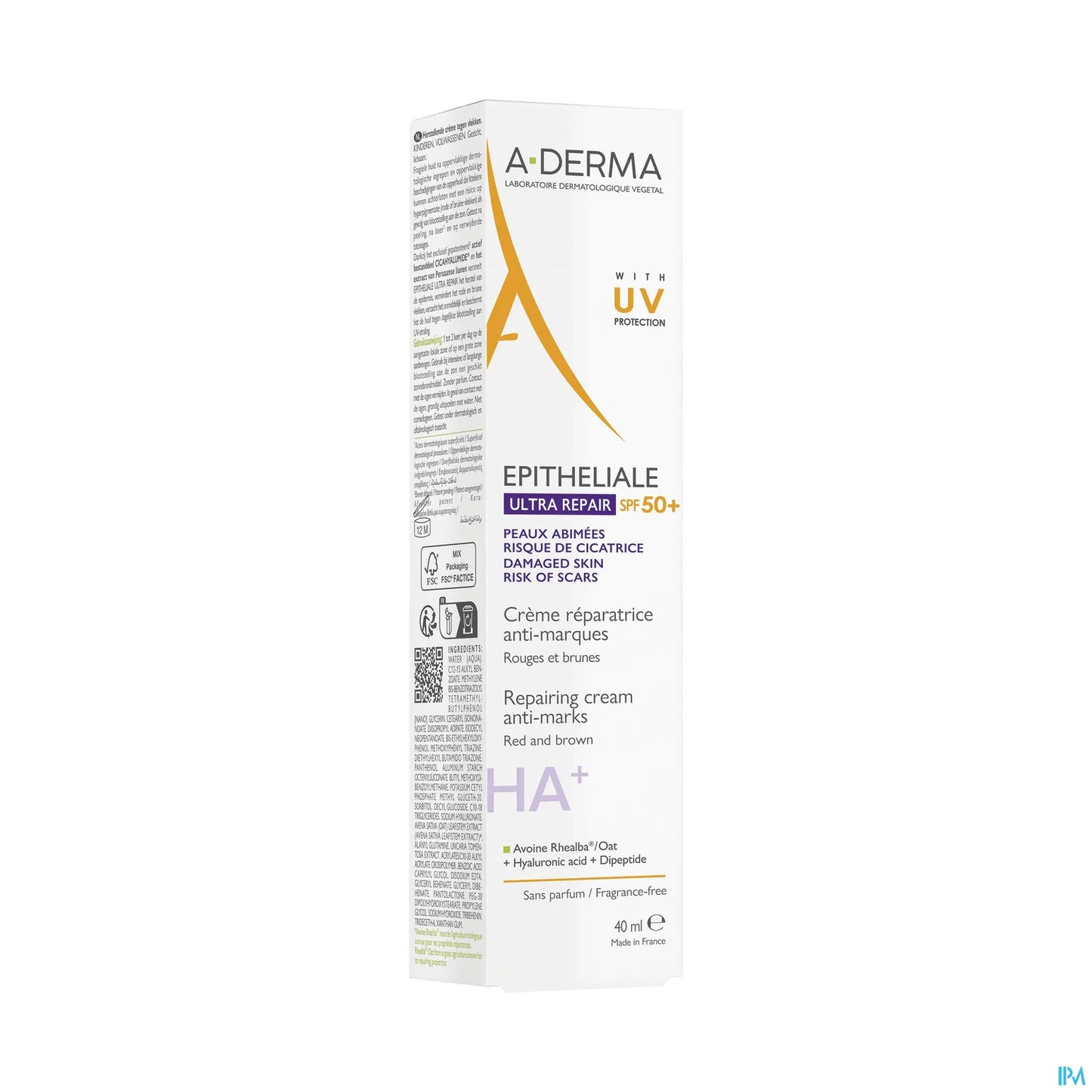 A Derma Epitheliale Ultra Repair Crème Réparatrice Solaire SPF50+ 40 mL