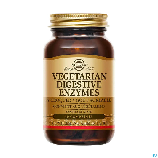 Enzymes Digestives Végétariennes Boîte de 50 Comprimés