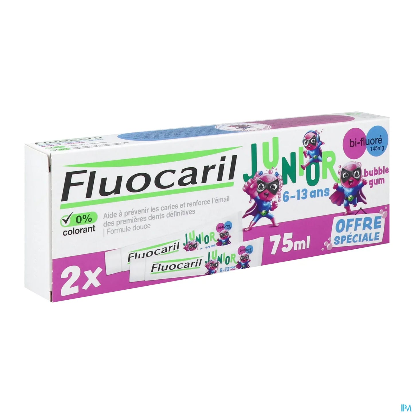 Junior 6 to 12 Years Bubble Gum Toothpaste 2x75ml