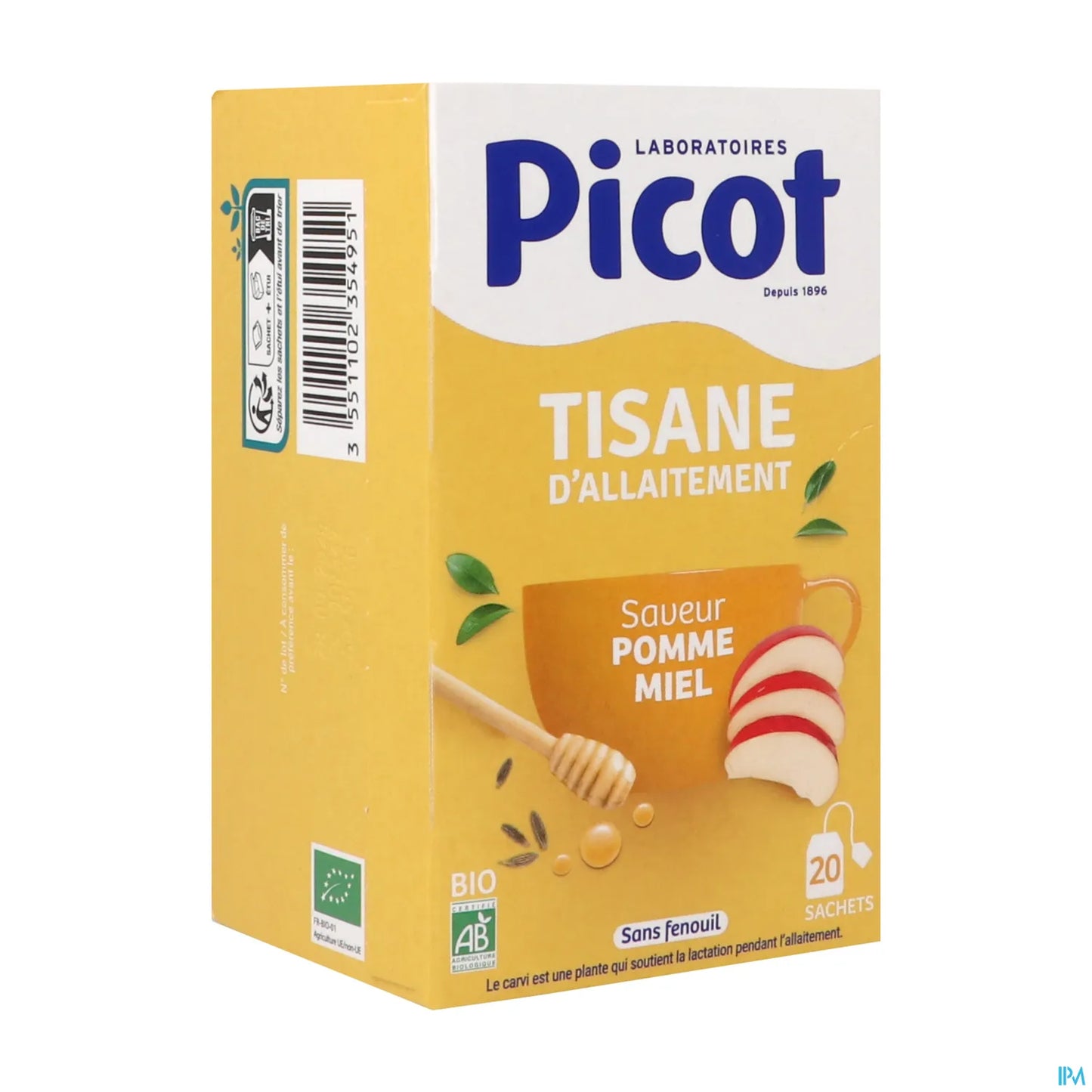 Picot Tisane Allaitement Pomme Miel Bio boite de 20 sachets