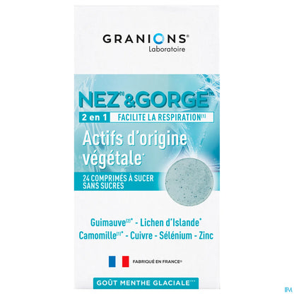 Nose &amp; Throat - 2 in 1 - 24 Tablets - Glacial Mint