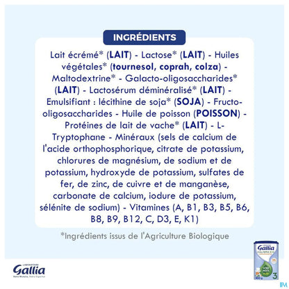 Gallia Calisma Croissance Bio 3ème Âge dès 10 Mois 800 g