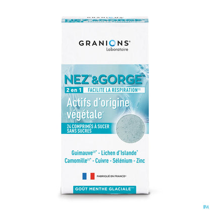 Nose &amp; Throat - 2 in 1 - 24 Tablets - Glacial Mint