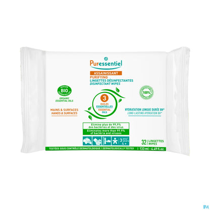 Lingettes Désinfectantes Mains Et Surfaces 32 Lingettes