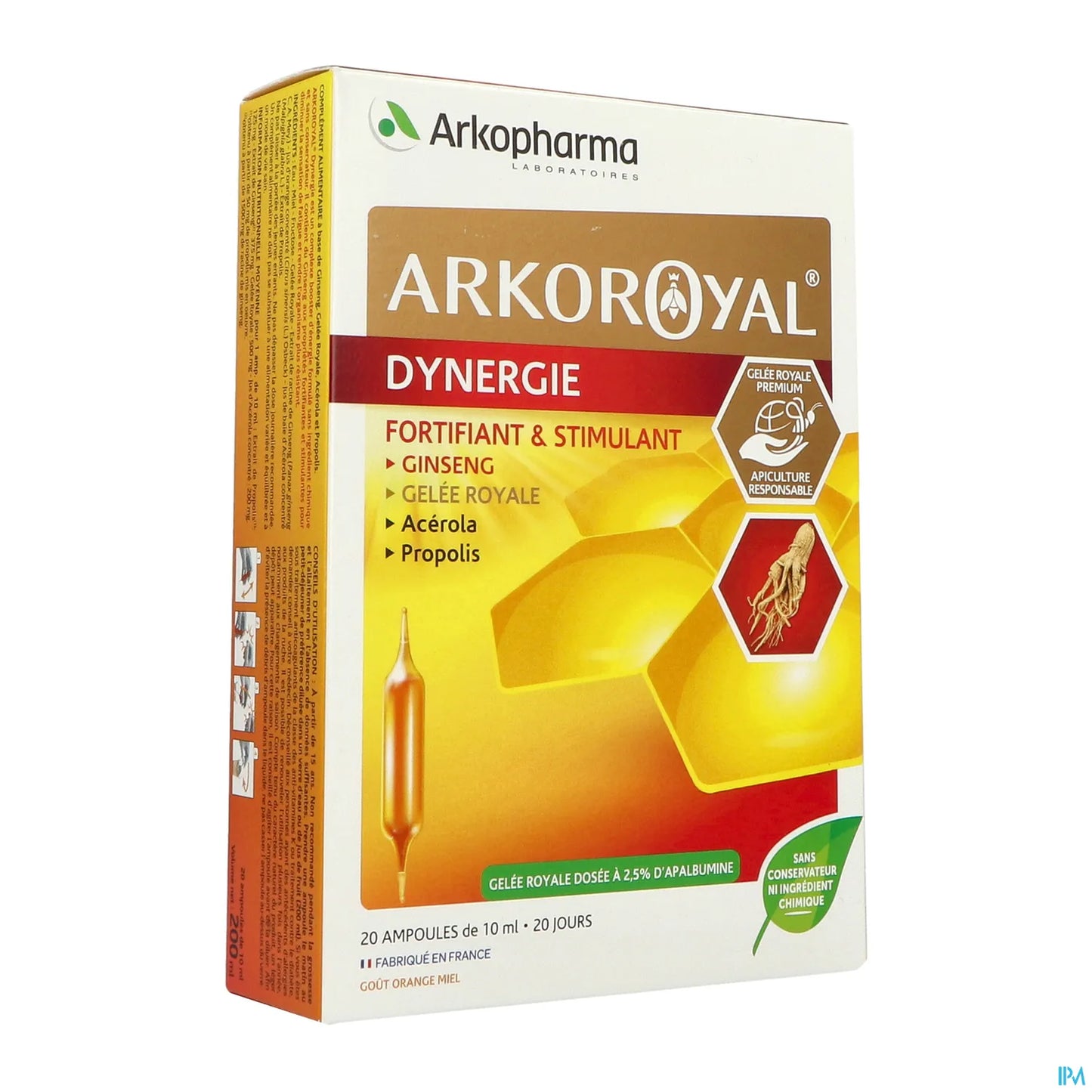Arko Royal Dynergie Ginseng Gelée Royale Propolis 20 Ampoules 10ml