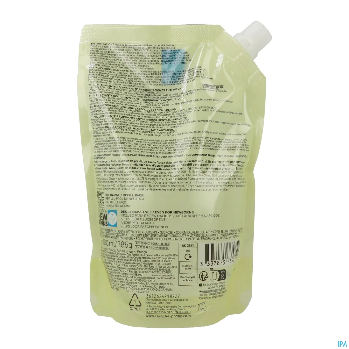Lipikar Olio Detergente AP+ Ricarica 400ml