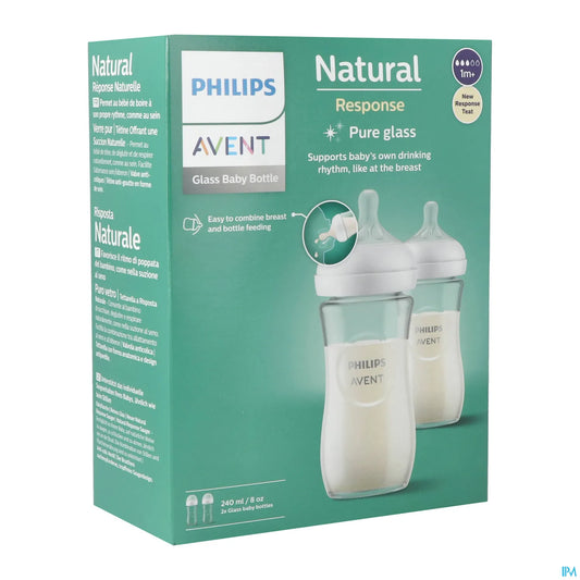 Biberon in vetro Philips Avent Natural Response 240 ml da 1 mese in su